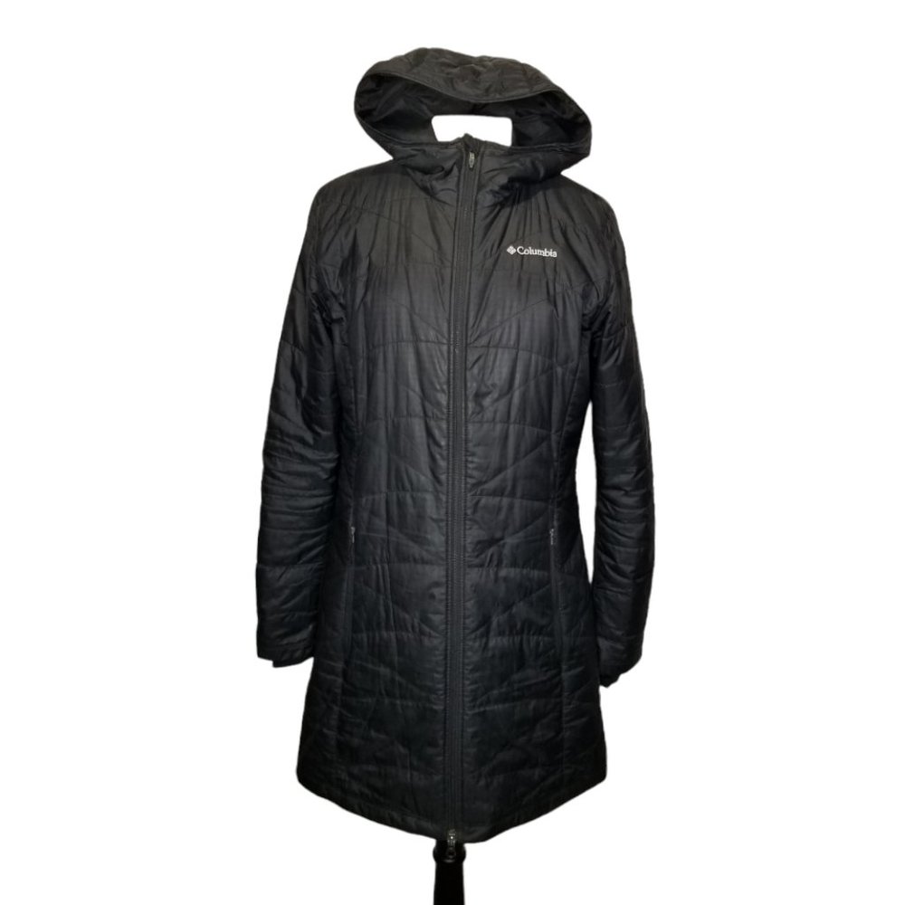COPY - Columbia Omniheat Black Hooded Long Jacket Quilted Puffer Coat Size Large